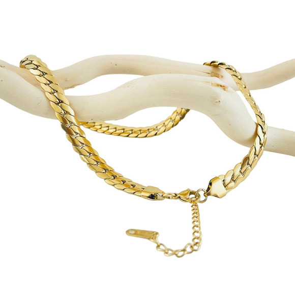 SHABA 18K Gold Plated Stainless Steel Braided Bone Chain Necklace Gold Silver - Picture 5 of 11